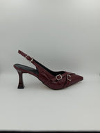 Bordo Rugan 8 Cm Kadeh Topuklu Kadın Ayakkabı