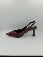 Bordo Rugan 8 Cm Kadeh Topuklu Kadın Ayakkabı