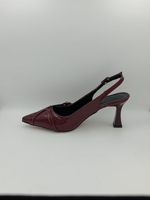 Bordo Rugan 8 Cm Kadeh Topuklu Kadın Ayakkabı