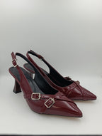Bordo Rugan 8 Cm Kadeh Topuklu Kadın Ayakkabı