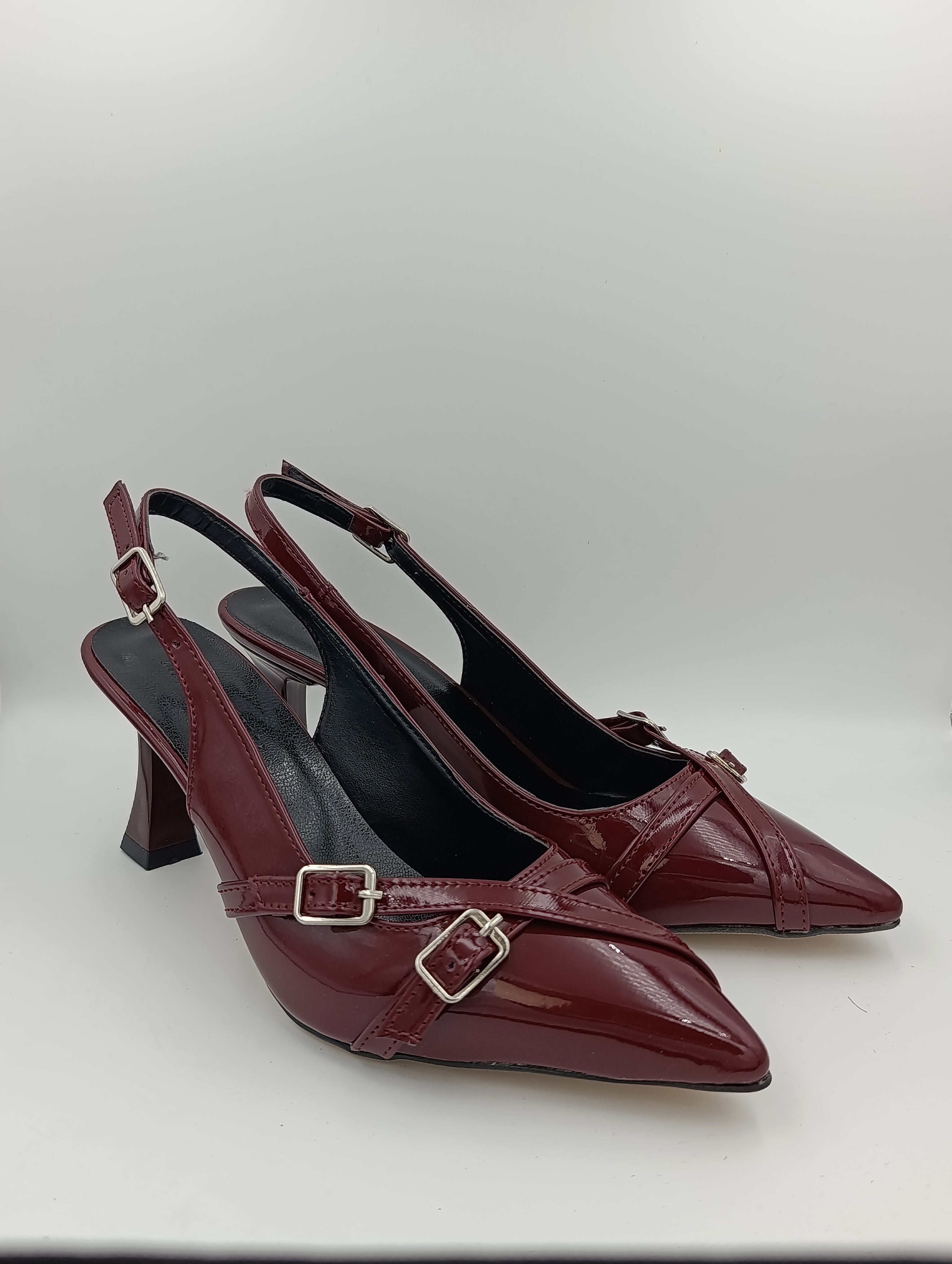 Bordo Rugan 8 Cm Kadeh Topuklu Kadın Ayakkabı