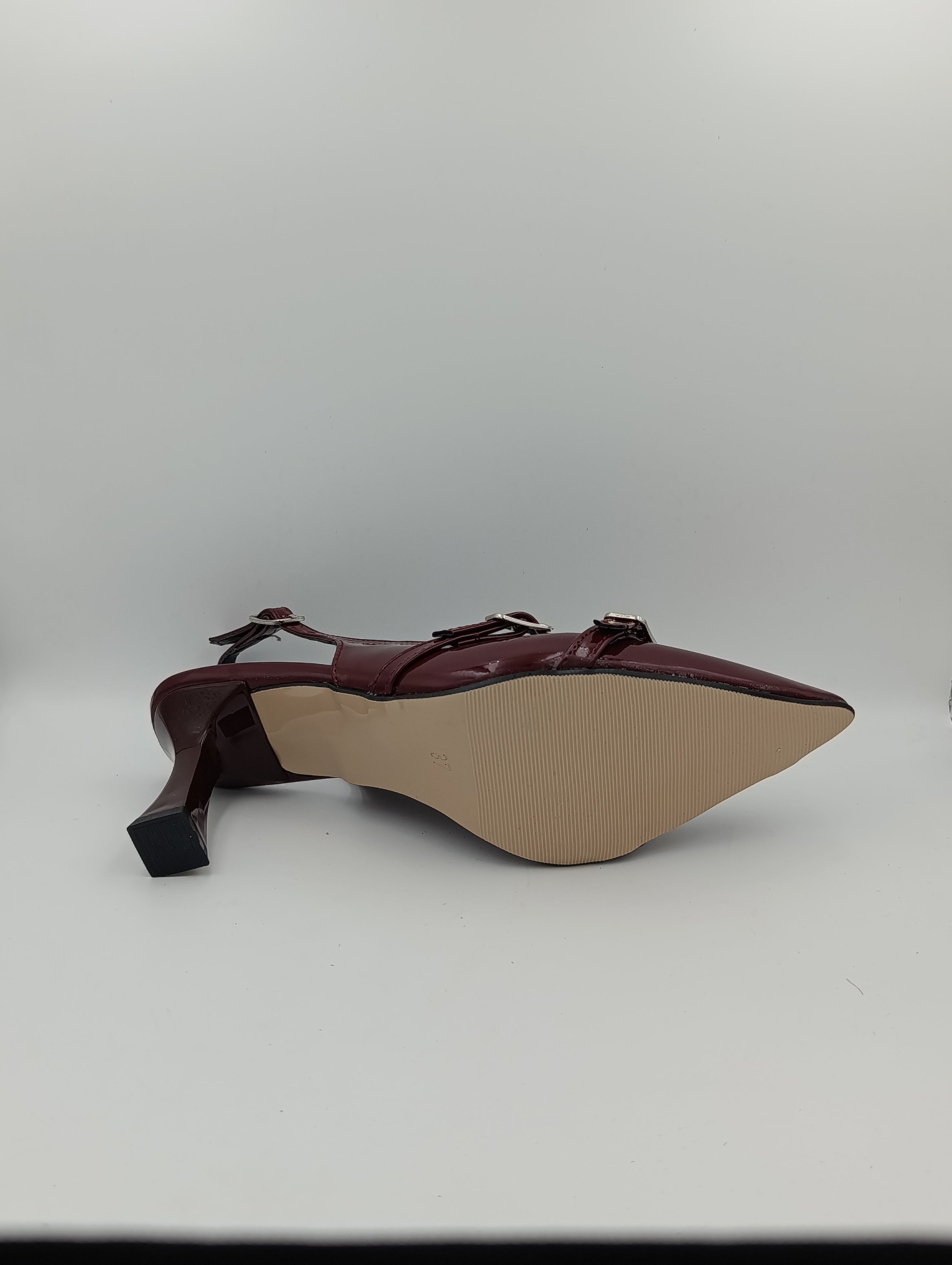 Bordo Rugan 8 Cm Kadeh Topuklu Kadın Ayakkabı