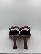 Bordo Rugan 8 Cm Kadeh Topuklu Kadın Ayakkabı