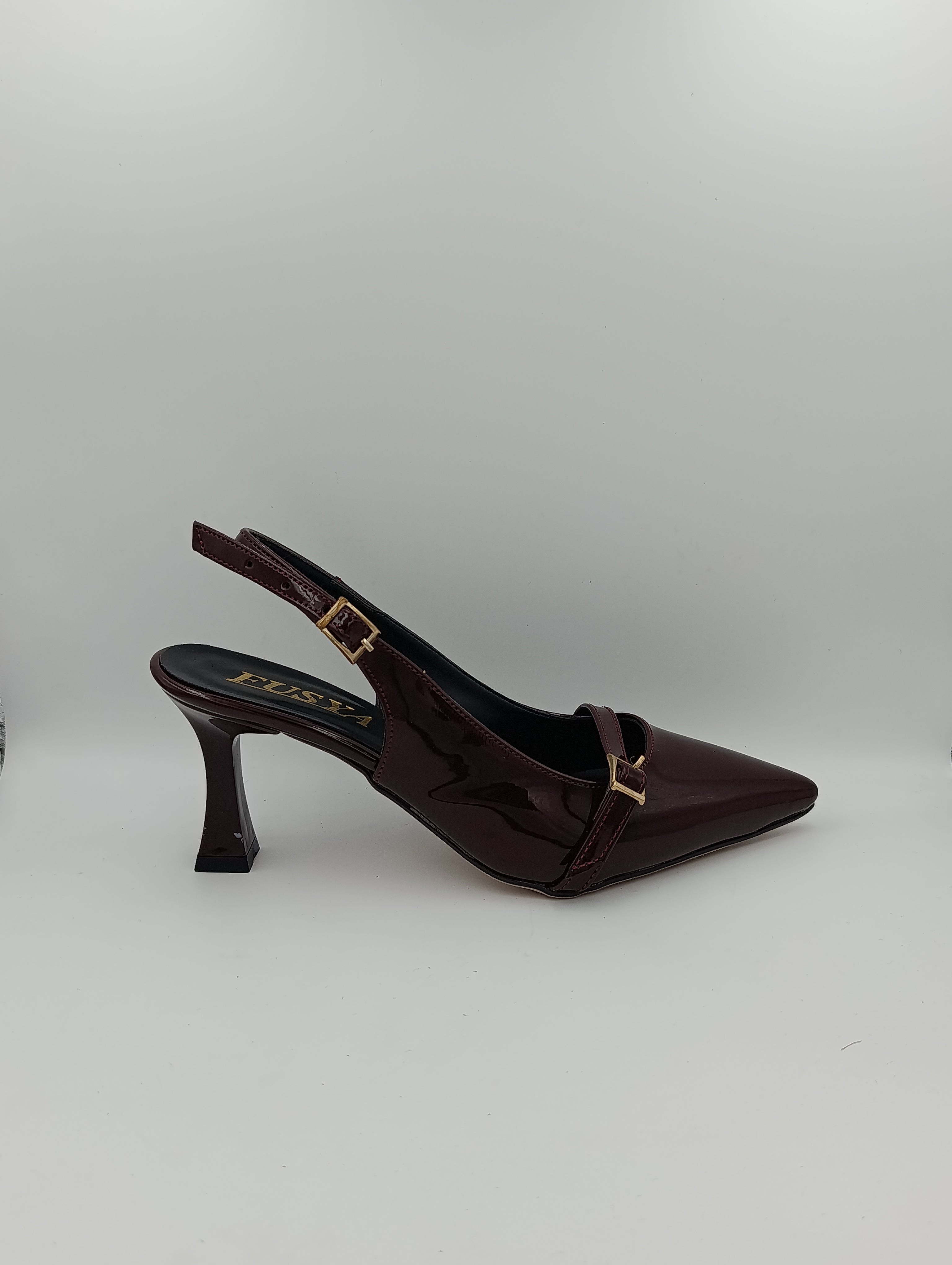 Bordo Rugan 8 Cm Kadeh Topuklu Kadın Ayakkabı