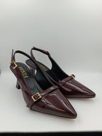 Bordo Rugan 8 Cm Kadeh Topuklu Kadın Ayakkabı