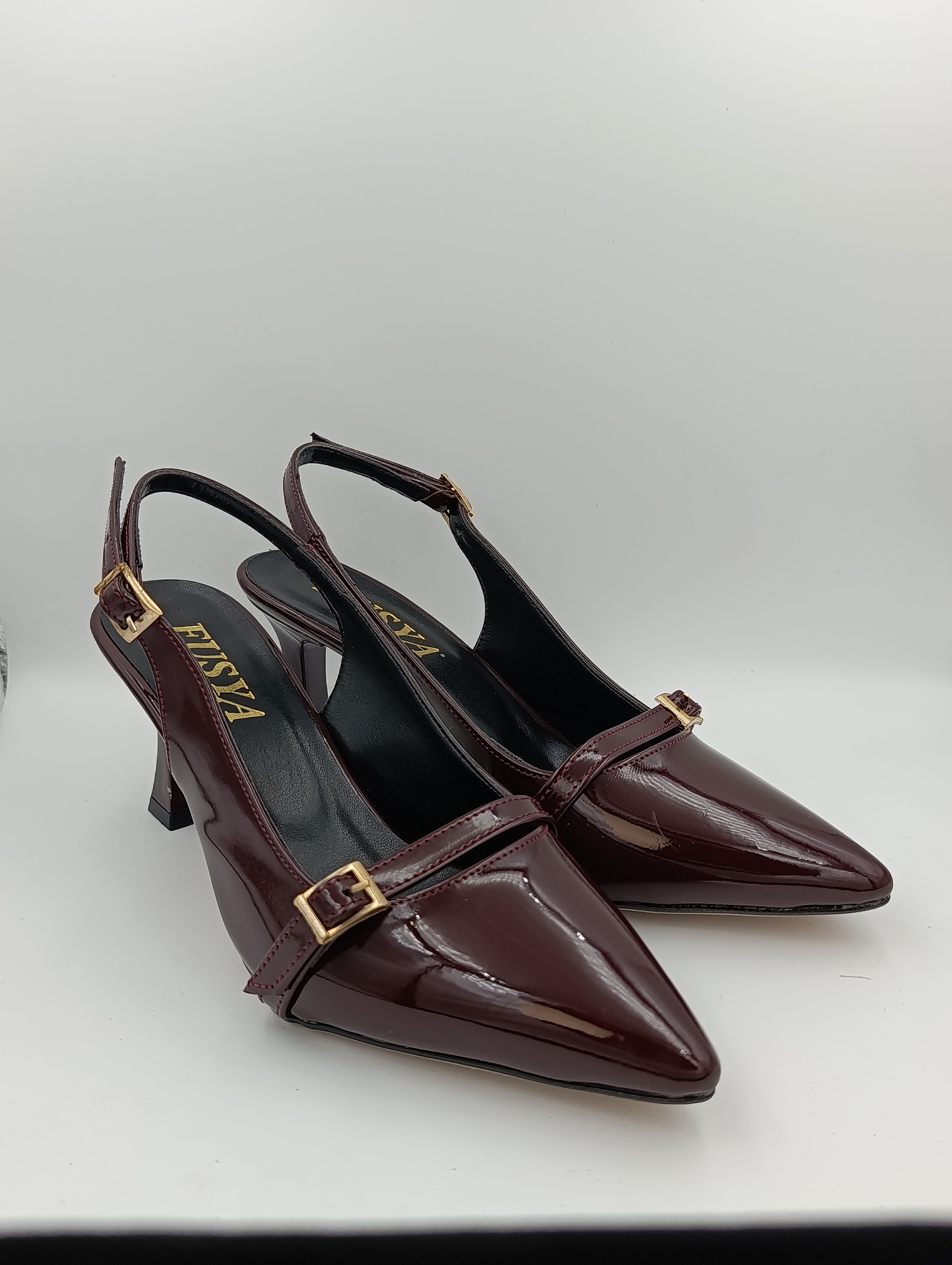Bordo Rugan 8 Cm Kadeh Topuklu Kadın Ayakkabı
