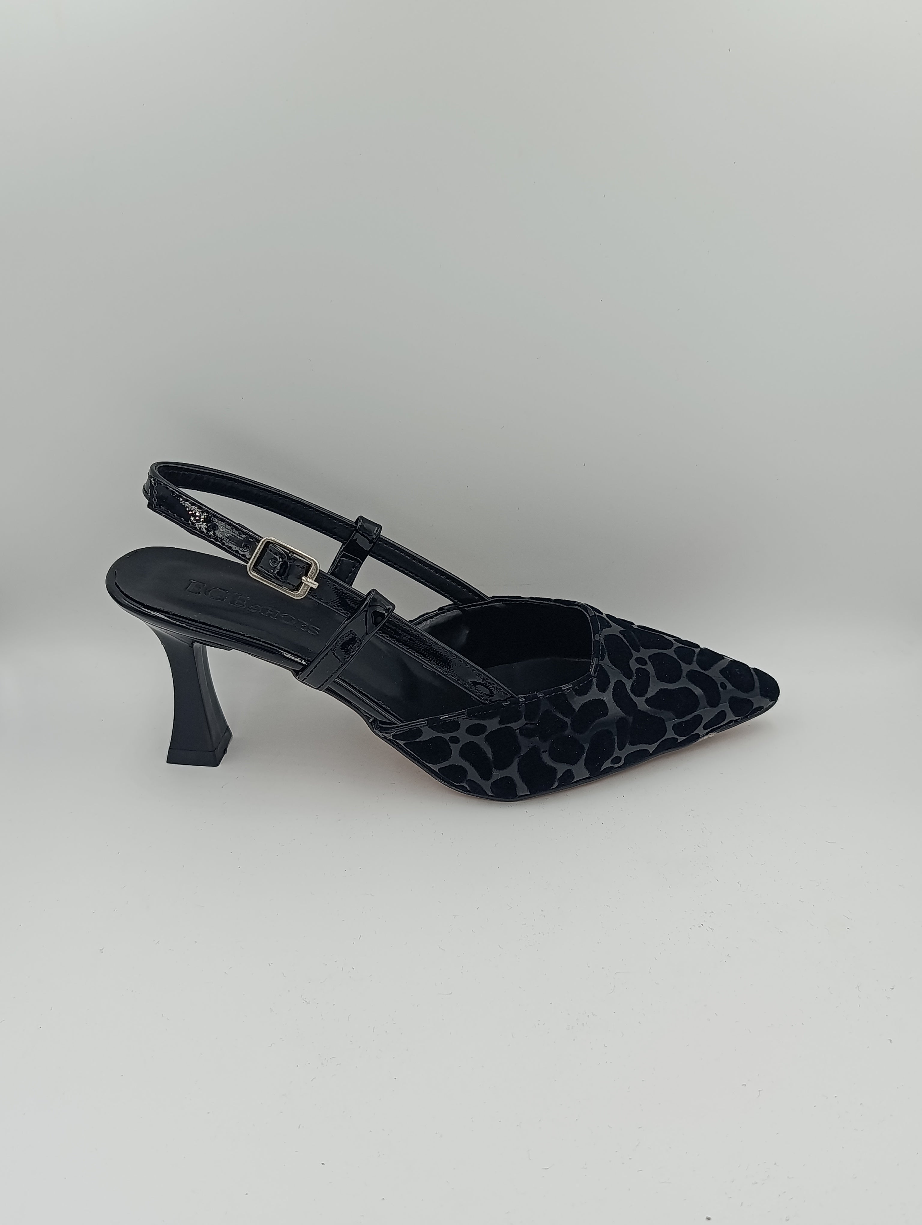 Siyah Leopar Desenli 8 Cm Kadeh Topuklu Kadın Ayakkabı