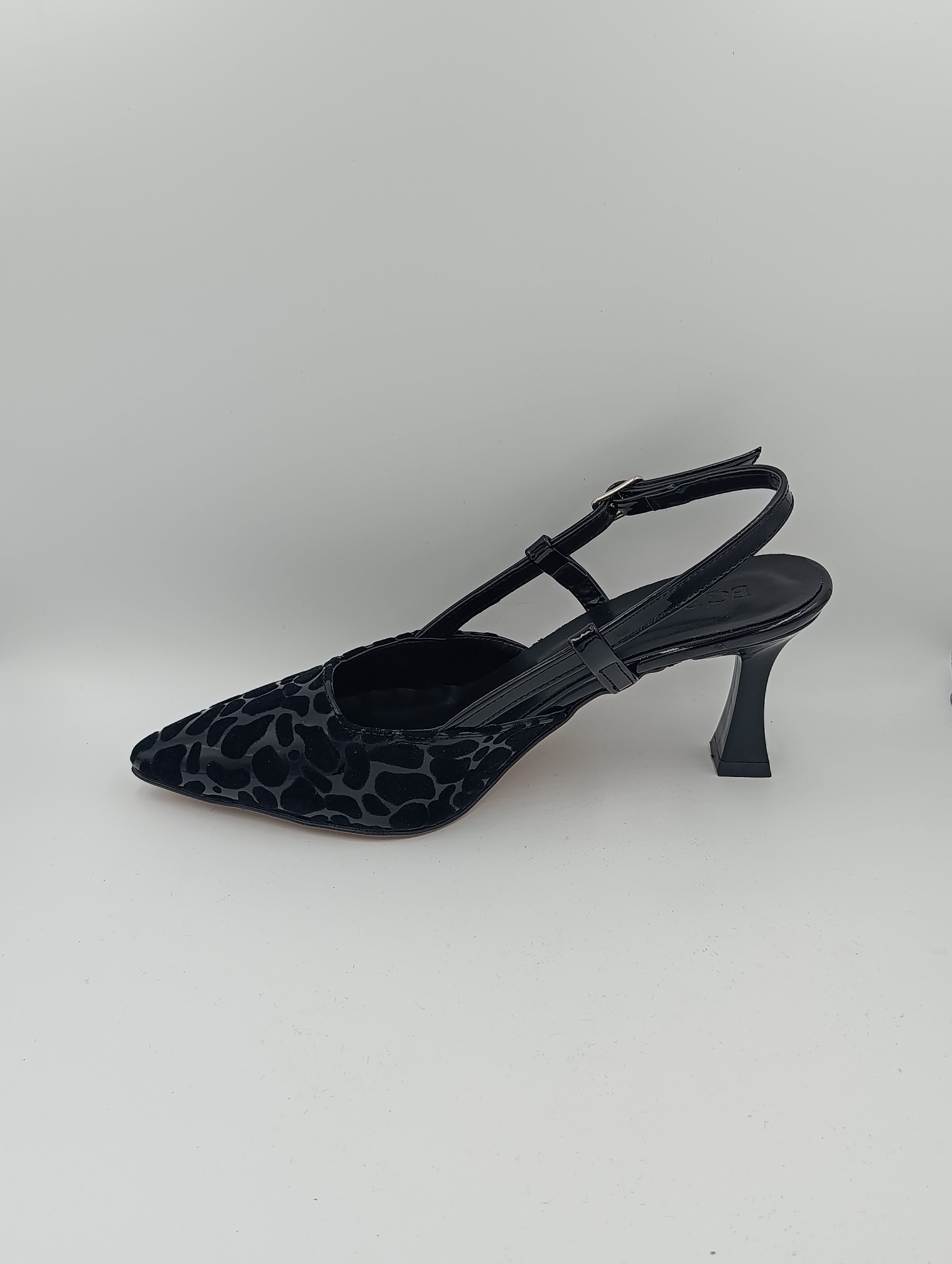 Siyah Leopar Desenli 8 Cm Kadeh Topuklu Kadın Ayakkabı