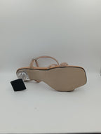 Rose Gold Taşlı Bantlı 8 Cm Şeffaf Kadeh Topuklu Rose Gold Kadın Ayakkabı