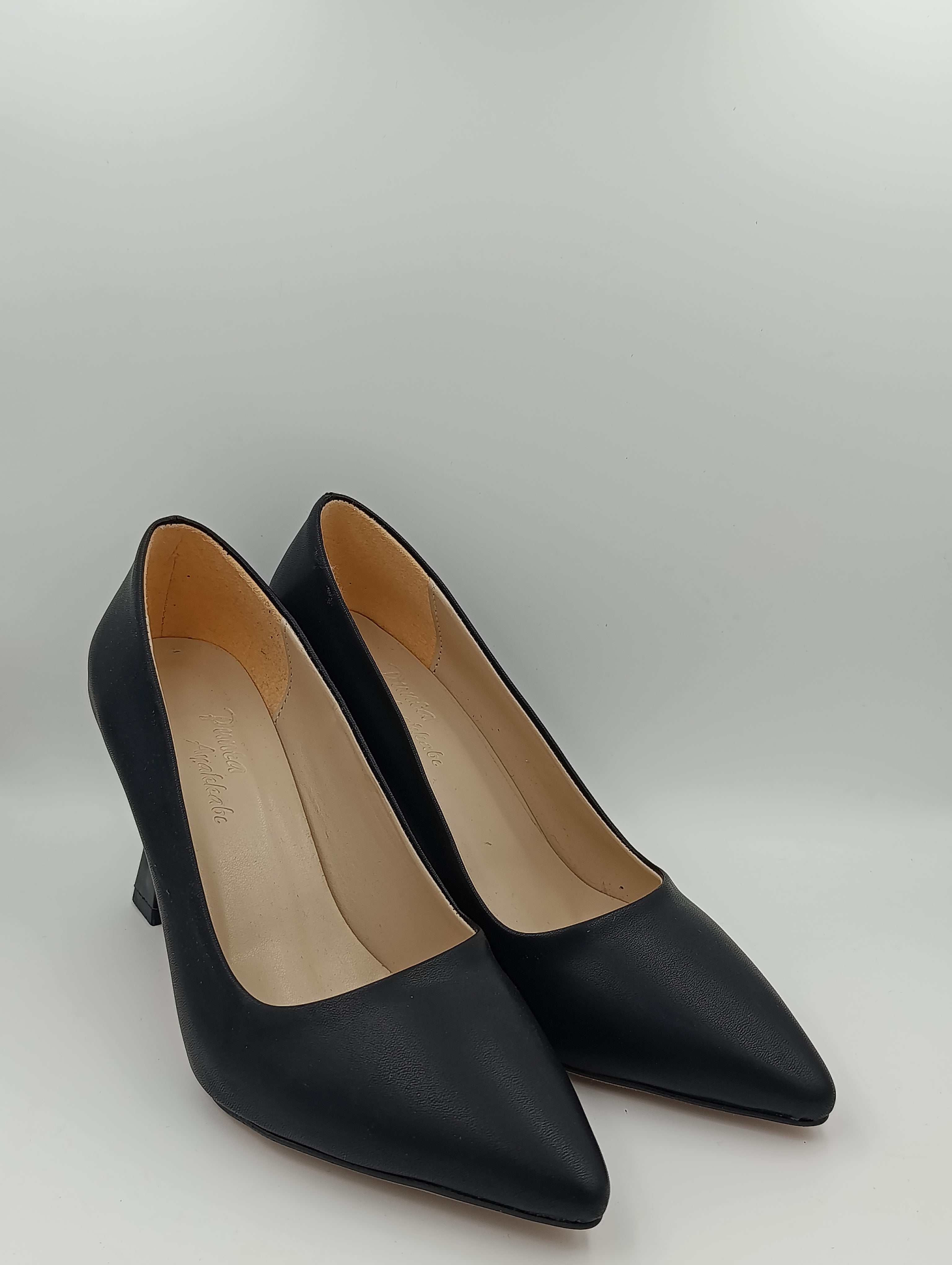 Siyah Suni Deri 8 cm Kadeh Topuklu Stiletto Kadın Ayakkabı