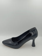 Siyah Rugan 8 cm Kadeh Topuklu Stiletto Kadın Ayakkabı