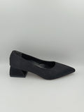 Siyah Saten 4 cm Kalın Topuklu Stiletto Kadın Ayakkabı