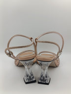 Rose Gold Taşlı Bantlı 8 Cm Şeffaf Kadeh Topuklu Kadın Ayakkabı