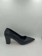 Siyah Cilt 7 Cm Kalın Topuklu Kadın Stiletto