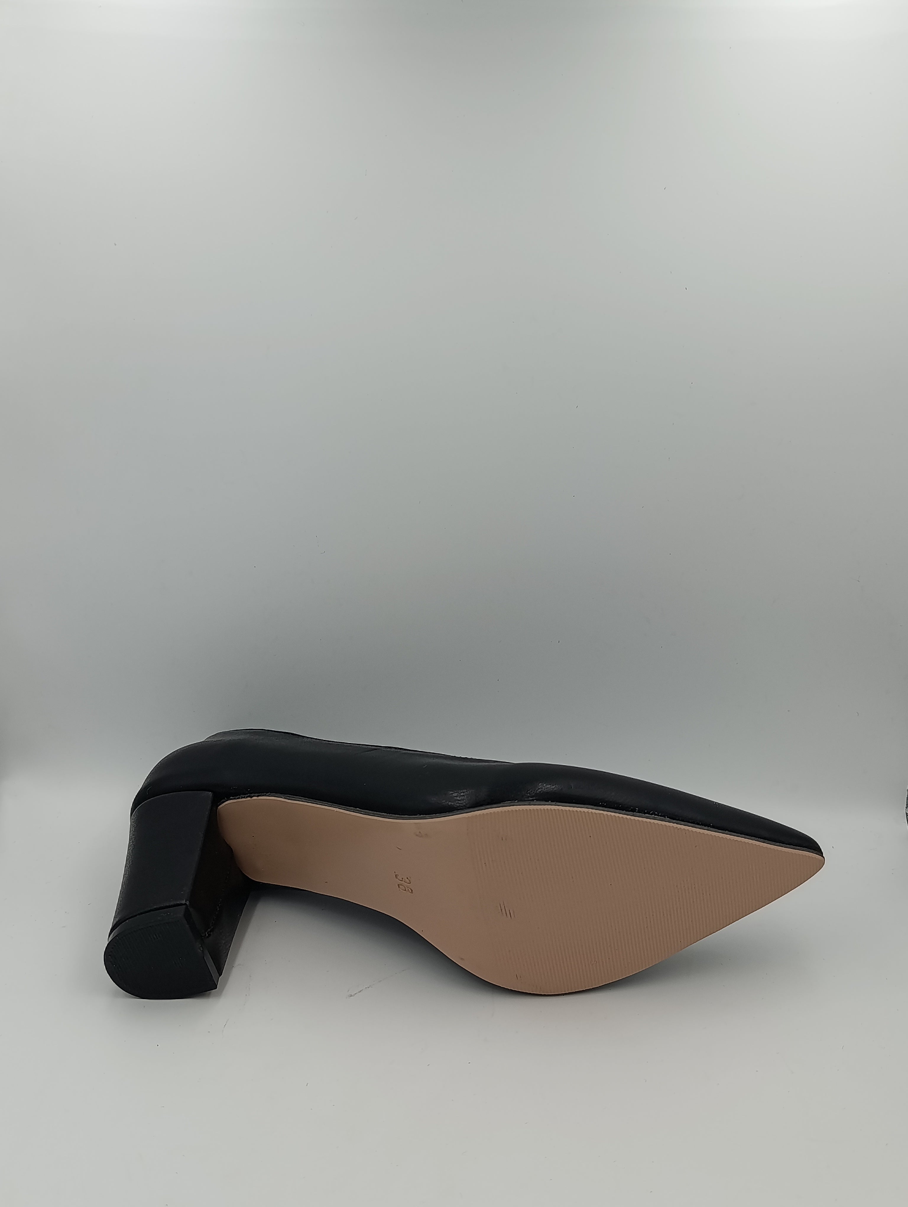 Siyah Cilt 7 Cm Kalın Topuklu Kadın Stiletto