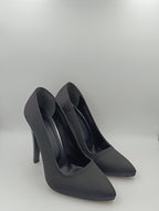 Premium Siyah Saten İnce Topuk Stiletto
