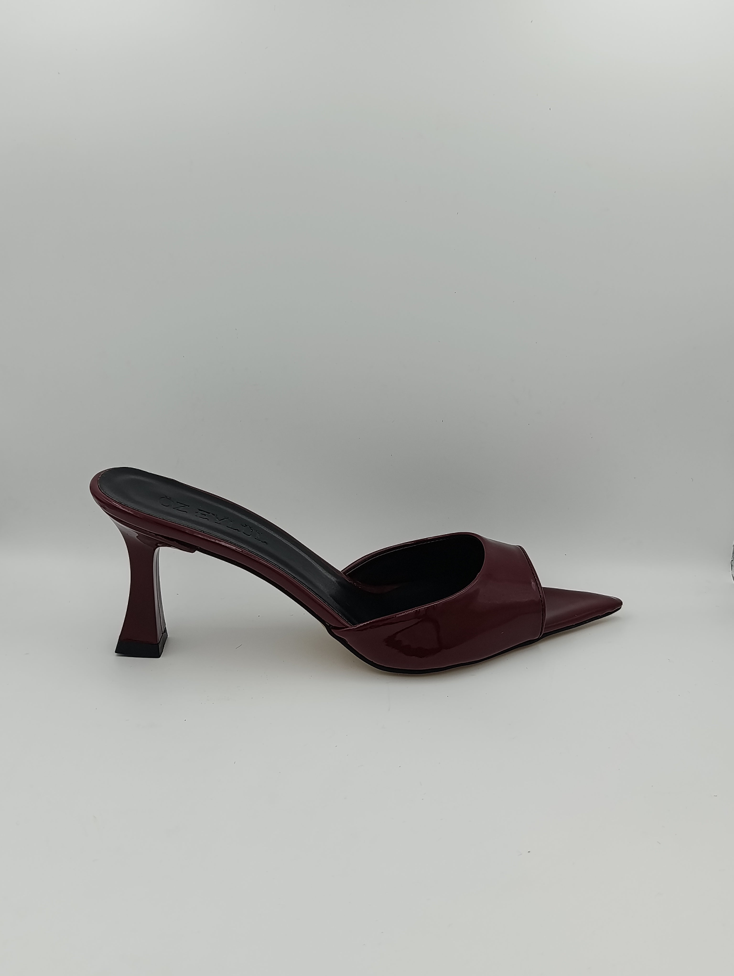 Bordo Rugan 8 Cm Kadeh Topuklu Kadın Terlik