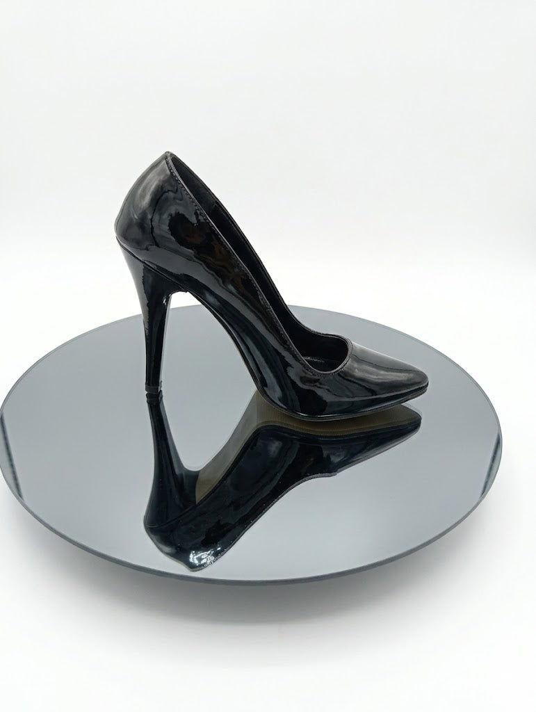 Premium Siyah Rugan İnce Topuk Stiletto