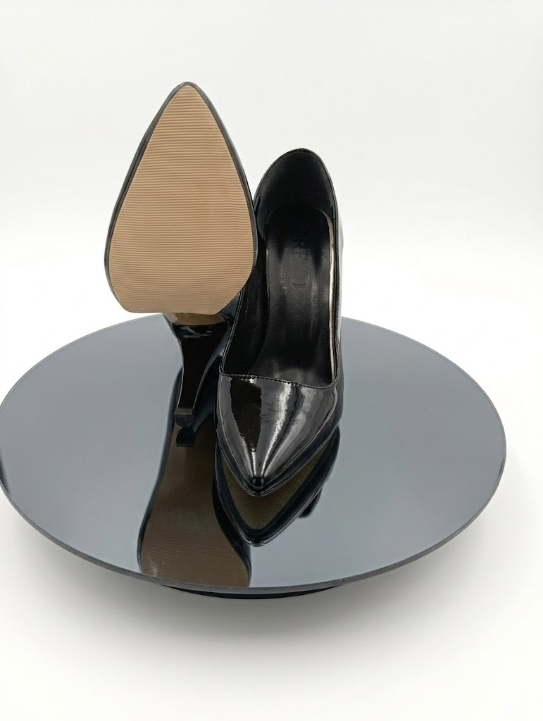 Premium Siyah Rugan İnce Topuk Stiletto