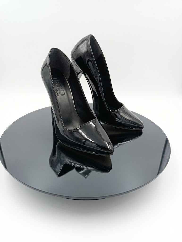 Premium Siyah Rugan İnce Topuk Stiletto