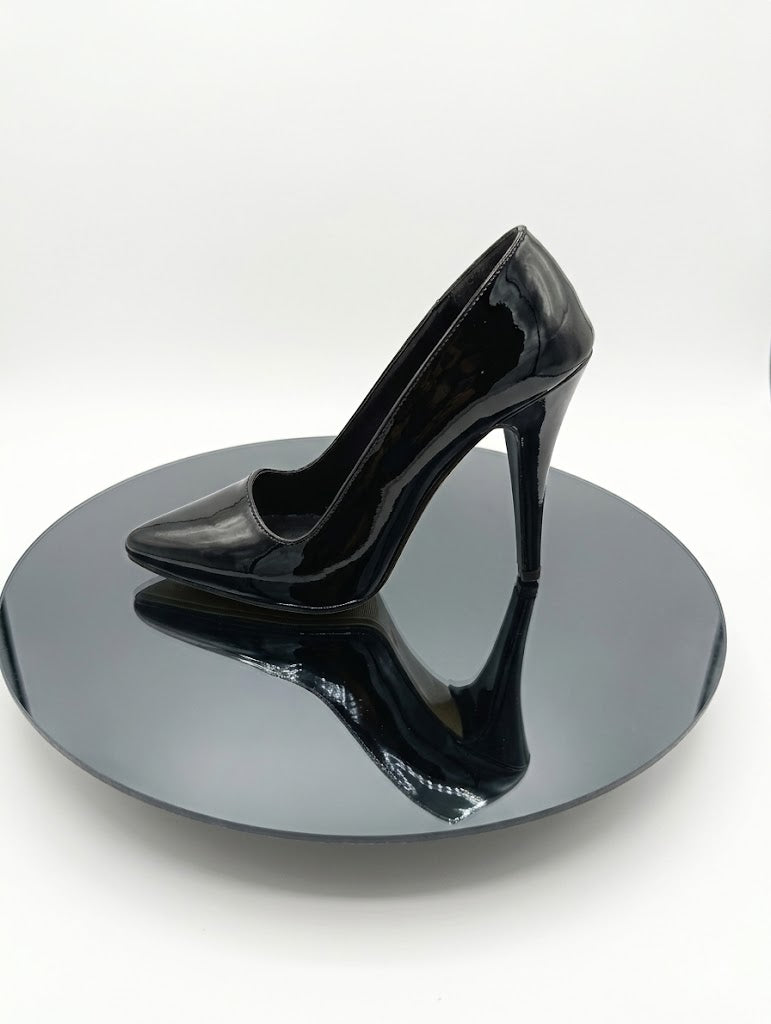 Premium Siyah Rugan İnce Topuk Stiletto