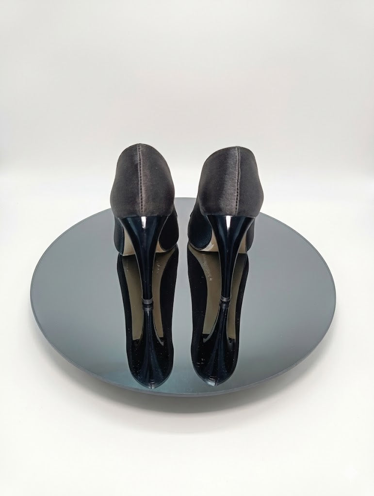 Premium Siyah Saten İnce Topuk Stiletto