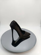 Premium Siyah Saten İnce Topuk Stiletto