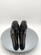 Premium Siyah Suni Deri İnce Topuk Stiletto
